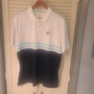 Fila Mesh Front Retro Tennis Golf Polo Men's Shirt Blue White Large
